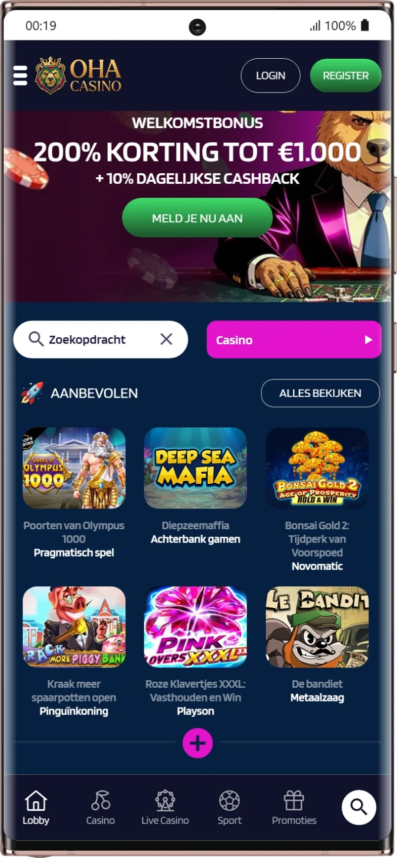 OhaCasino casino op mobiel